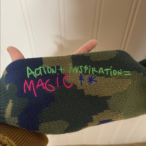 Vilagallo Anthropologie embroidered camo cardigan sweater S Small - Picture 9 of 15